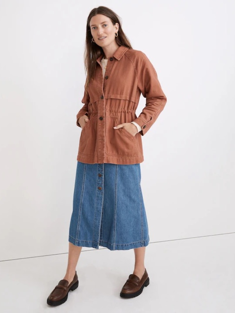Madewell Ashgrove Chore Jacket in Warm Umber Rust Utility Jacket - Picture 2 of 8